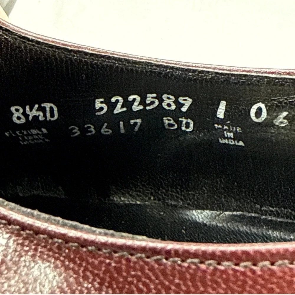 Florsheim Burgundy Leather Apron Toe Dress‎ Shoes Size 8.5 Vintage Classic